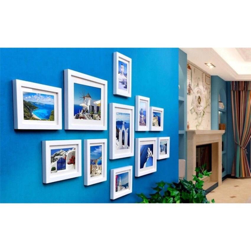 BỘ 11 khung ảnh treo tường có kính, màu đen trắng.