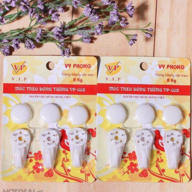 Vỉ 3 móc Dính Tường Đóng Đinh