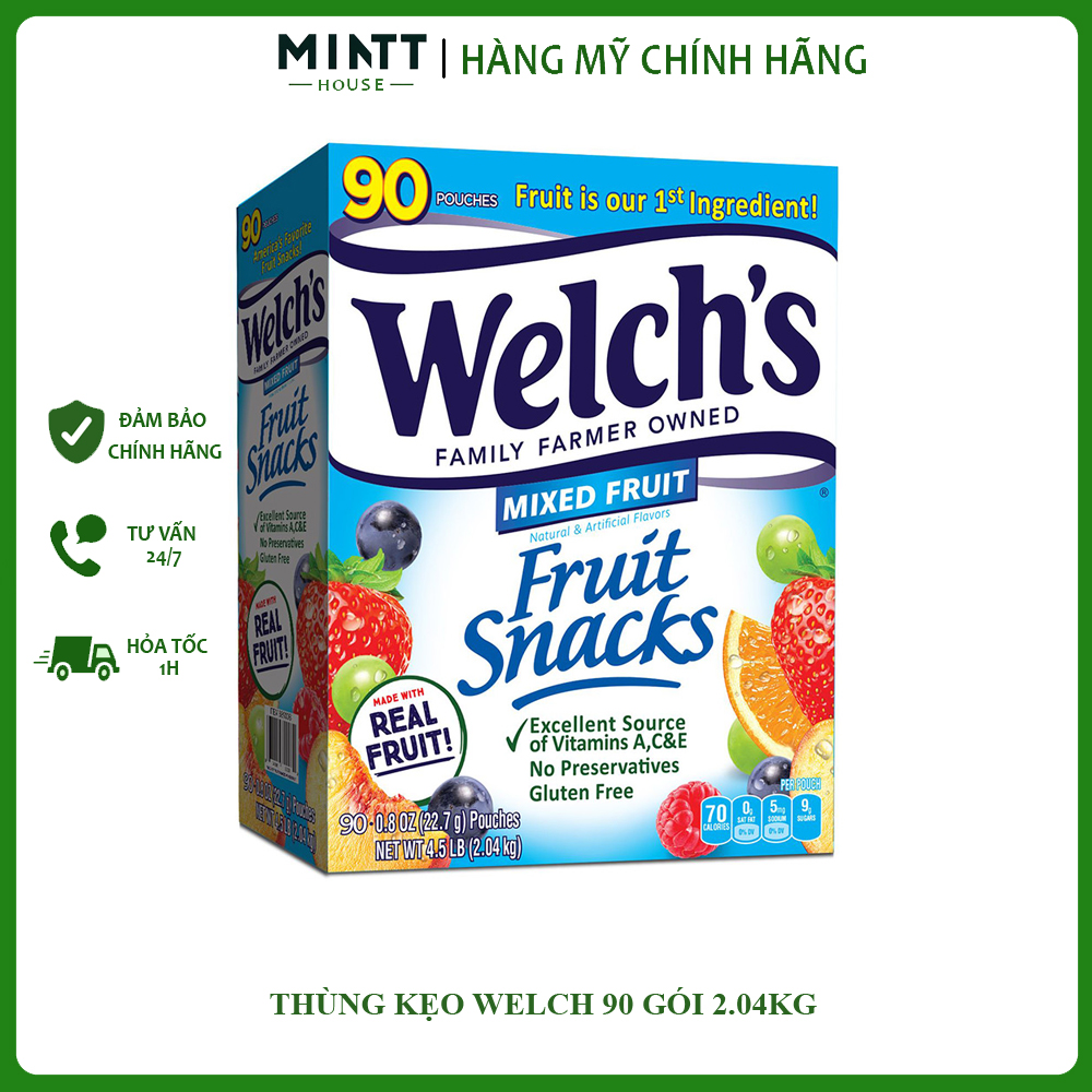 Thùng 90 gói kẹo dẻo trái cây welch's mixed fruit