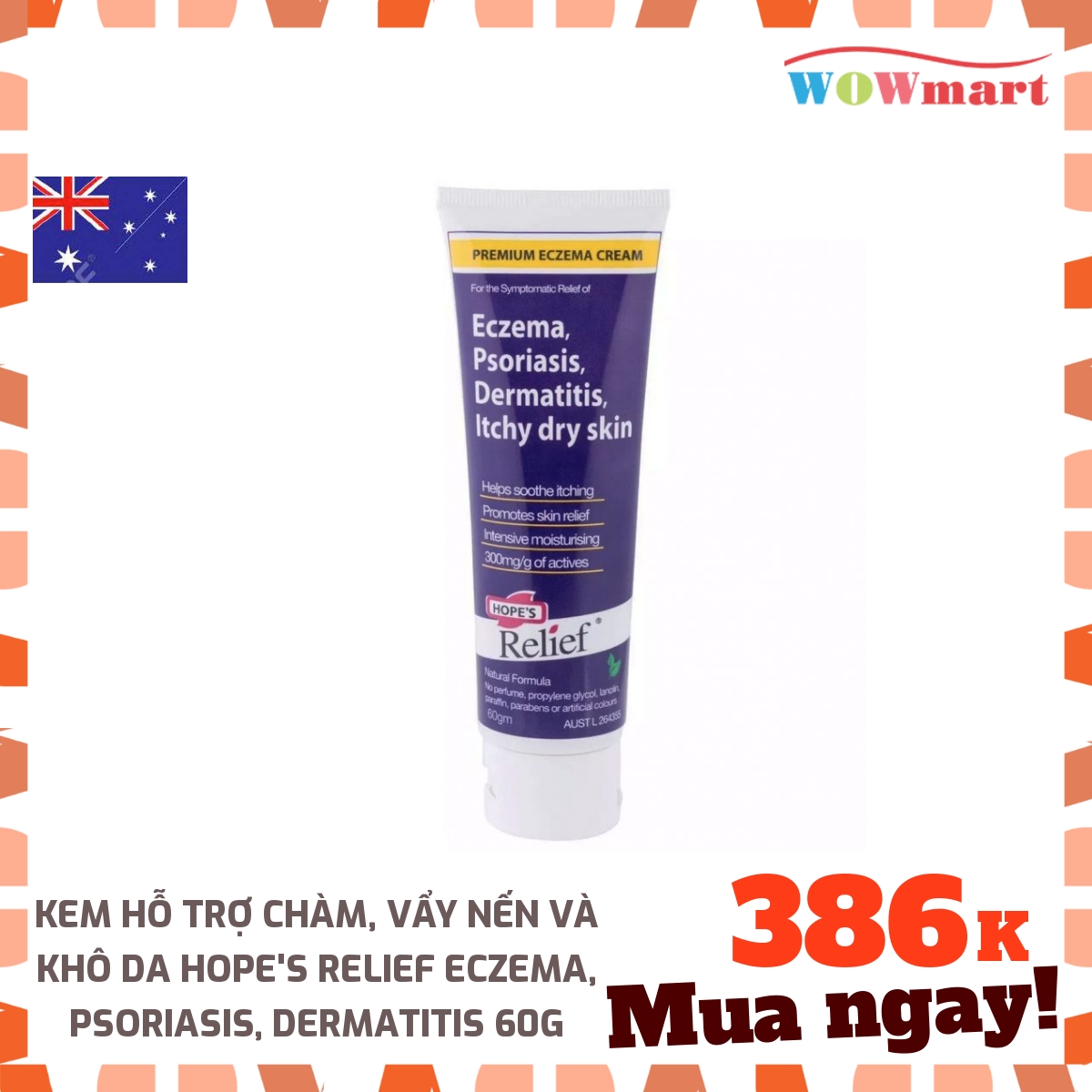 [HCM]Kem hỗ trợ chàm vẩy nến và khô da Hopes Relief Eczema Psoriasis Dermatitis 60g - [Australia]