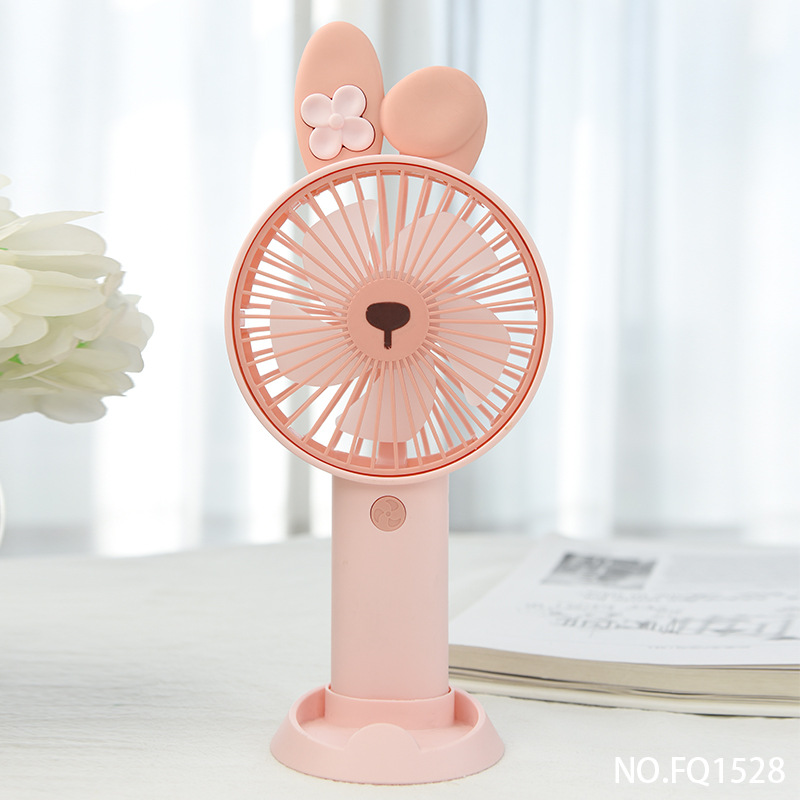 Quạt sạc mini tích hợp giá để điện thoại thỏ hồng siêu dễ thương gọn nhẹ thích hợp để bàn học, bàn làm việc - mini handheld fan - Kipu shop