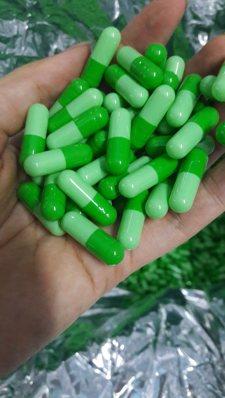 Vỏ nang rỗng,vỏ con nhộng,vỏ nang, vỏ viên nang size 0 màu xanh-xanh sữa 100 viên