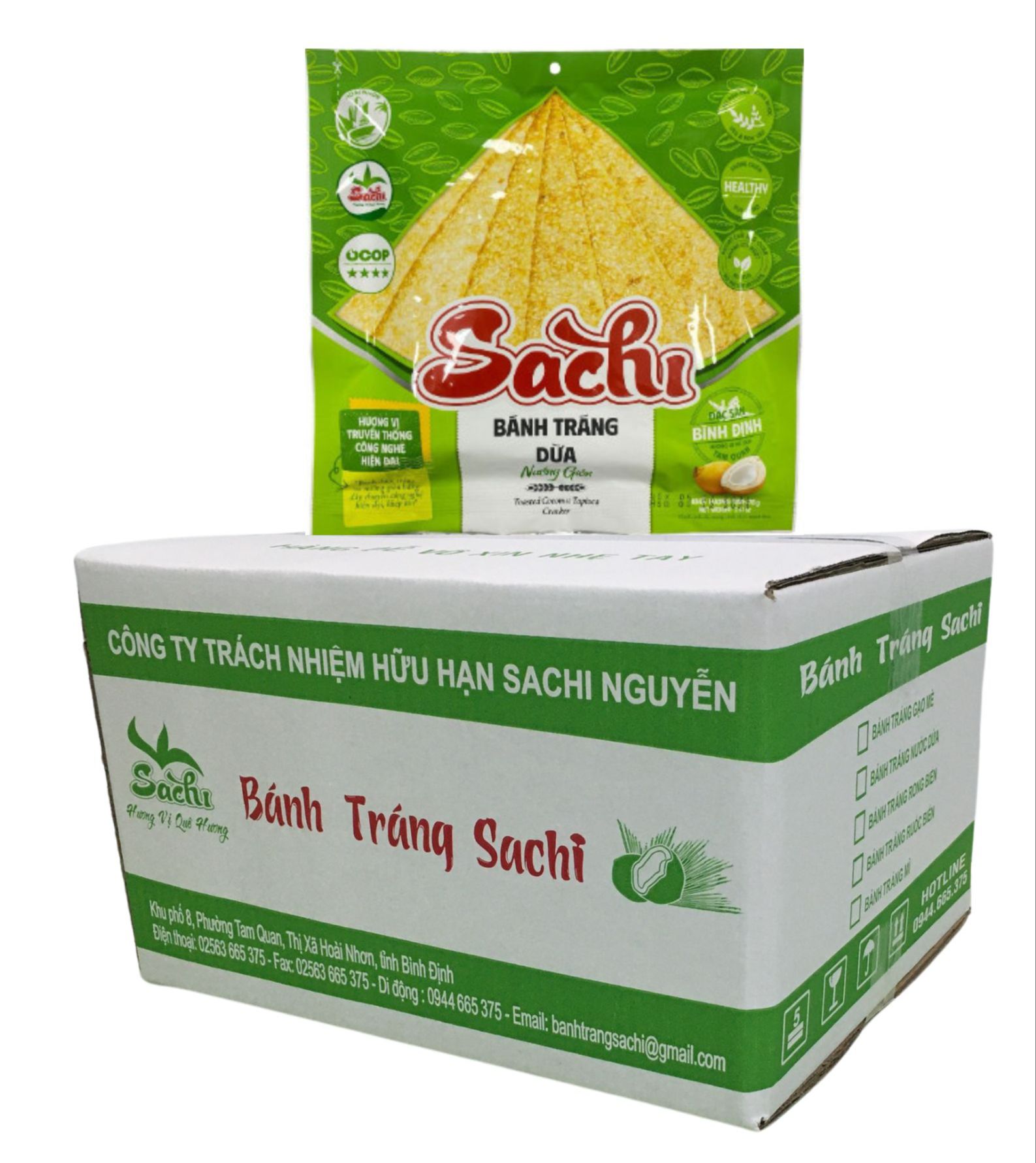 Thùng bánh tráng nước dừa nướng sẵn 25 gói
