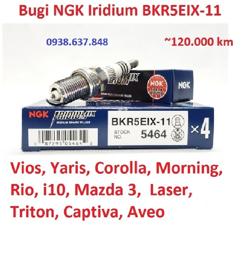 [HCM](BKR5EIX-11) Bugi NGK cao cấp Iridium cho Vios Yaris Morning CarensRio i10 Mazda 3 Laser Triton Captiva Matiz