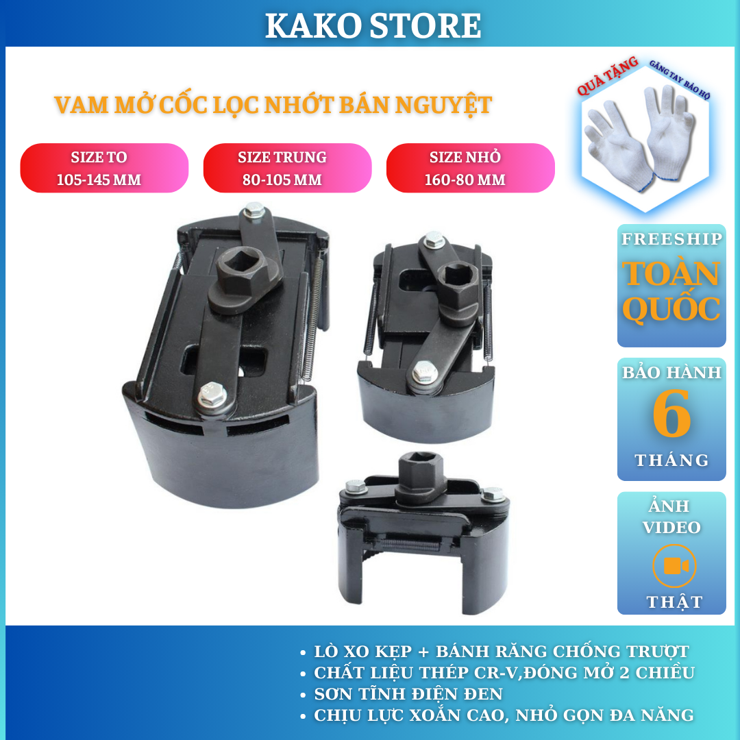 Vam tháo lọc nhớt KAKO , cảo mở cốc lọc dầu ô tô xe con du lịch bán nguyệtđa năng.