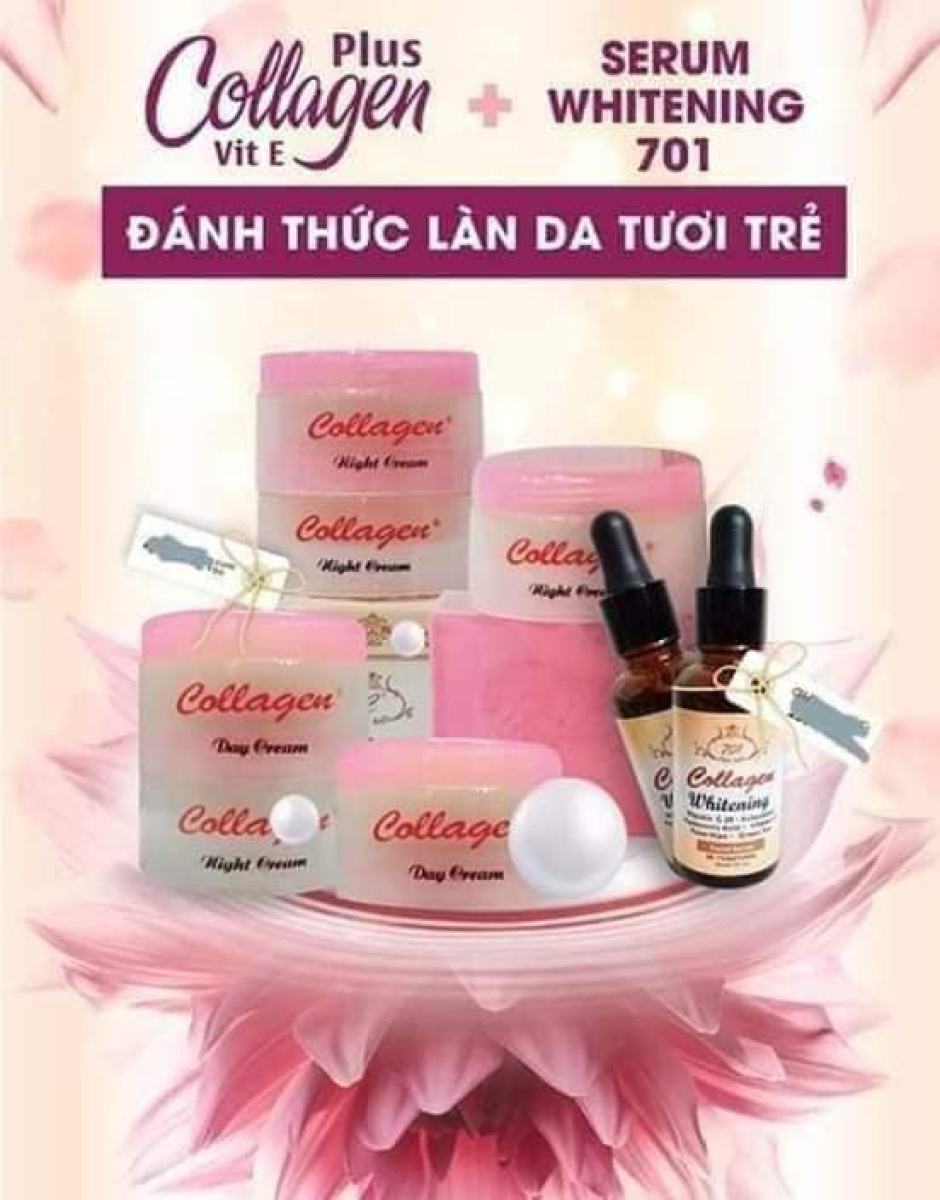 Combo serum và kem collagen plus vit e 701