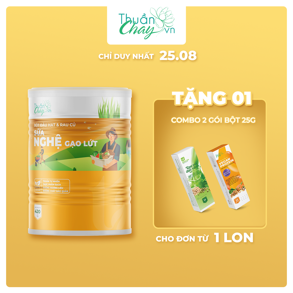 Sữa nghệ gạo lứt 420g - bột ngũ cốc đậu hạt rau củ