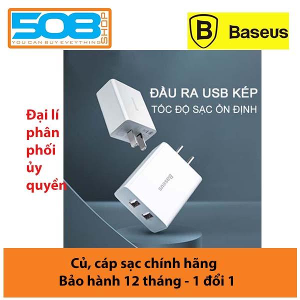 Cốc sạc nhanh baseus 2 cổng usb 10.5w/2.1a củ sạc baseus 2 cổng usb suất 105w sạc nhanh 2.1a cho iphone ipad máy tính bảng điện thoại thông minh