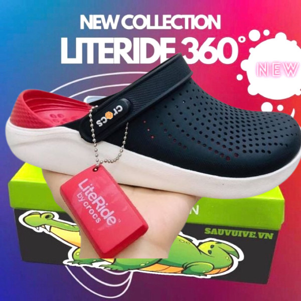 DÉP SỤC  NAM NỮ LITERIDE CLOG ĐEN ĐỎ- dép cá sấu - dép crocs - dép sục - dép nam - dép nữ - dép quai hậu nữ - dép cross - dép sandal nữ - dép quai hậu nam - dép quai hậu - dép cặp - dep suc - dep crocs