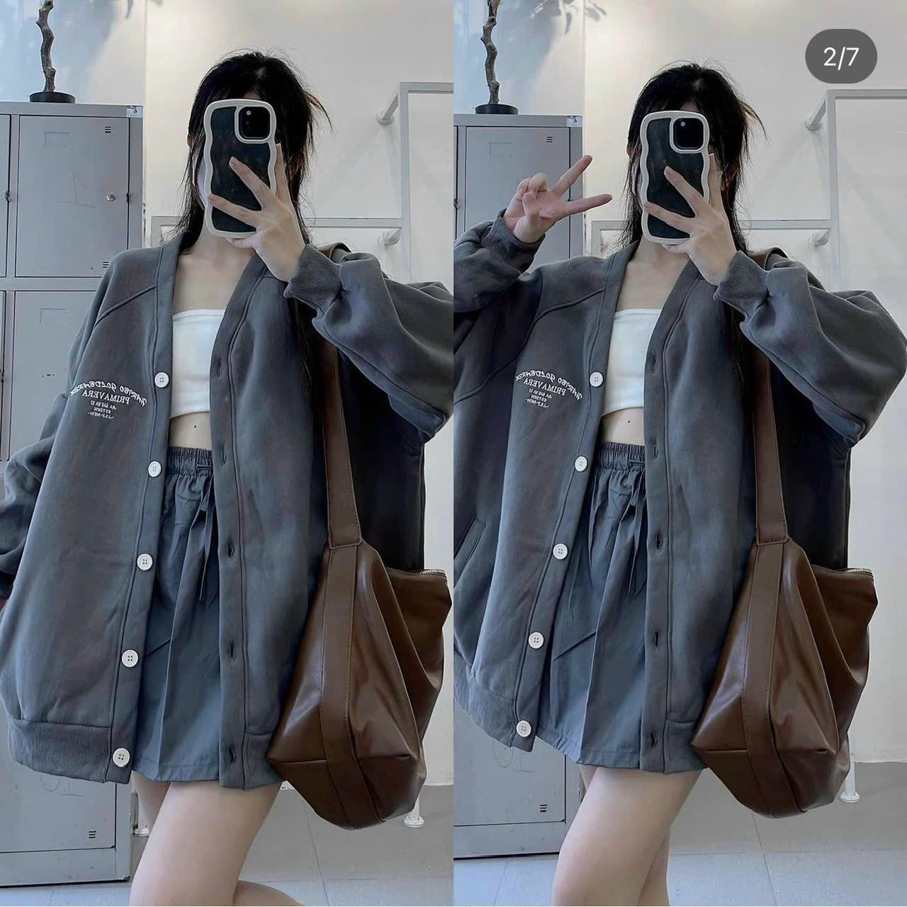 Áo Khoác Nỉ Cadigan Nữ 5 Nút Chữ Thêu Thiết Kể Phong Cách Hàn Quốc Hót Trend_KP