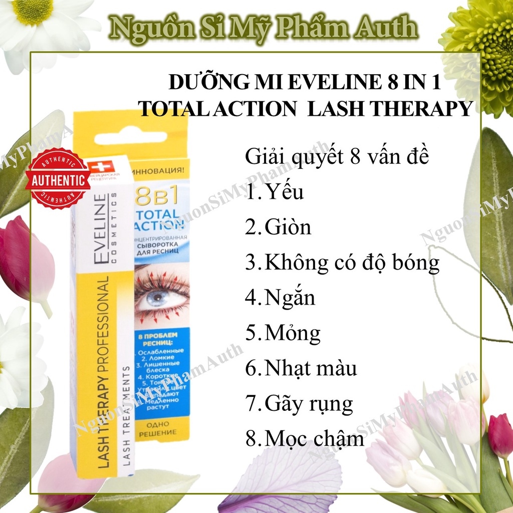 ☽☋  DƯỠNG MI EVELINE 8 IN 1 TOTAL ACTION LASH THERAPY LÀM DÀY VÀ DÀI MI