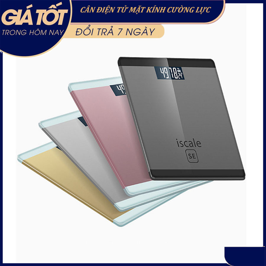 Cân sức khỏe điện tử kiểu dáng iphone ISCALE tải trọng 180kg, Cân điện tử mặt kính cường lực MJ-25 180kg loại dày - Cân điện tử chịu lực siêu tốt