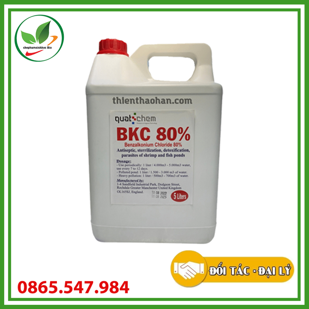 BKC 80%. Sản phẩm xử lý nước ao nuôi cá. Can 5l