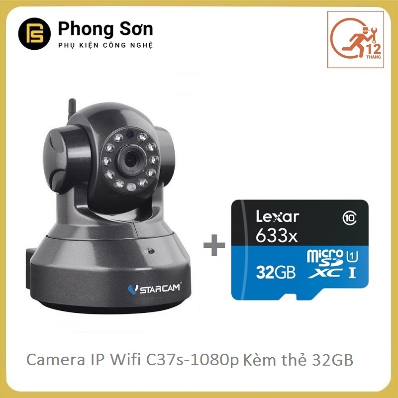 Camera wifi IP Vstarcam C37s Full HD 1080P (Tặng thẻ 32GB)