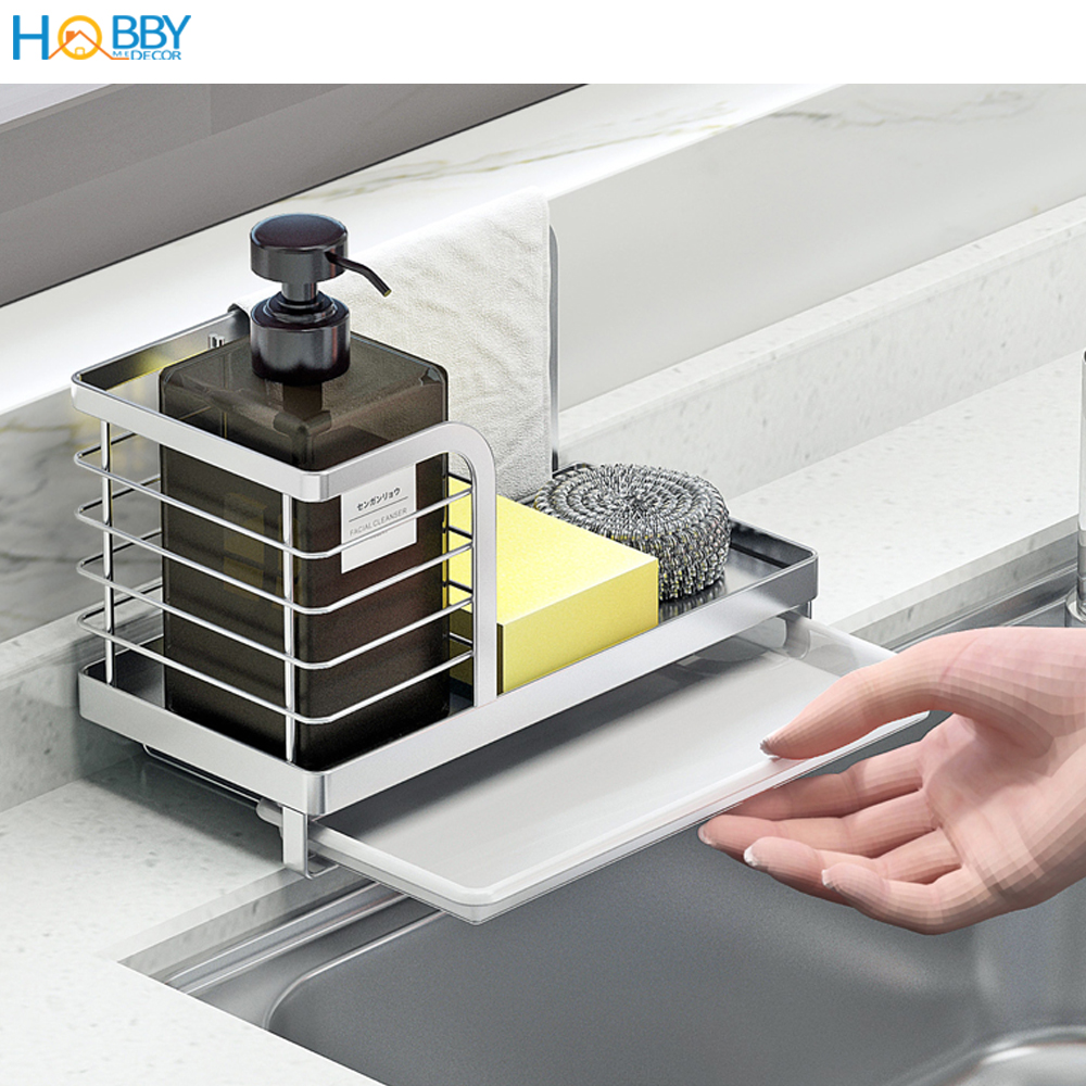 Kệ đựng đồ rửa chén 2 ngăn dán tường inox 304 Hobby home decor KRC7