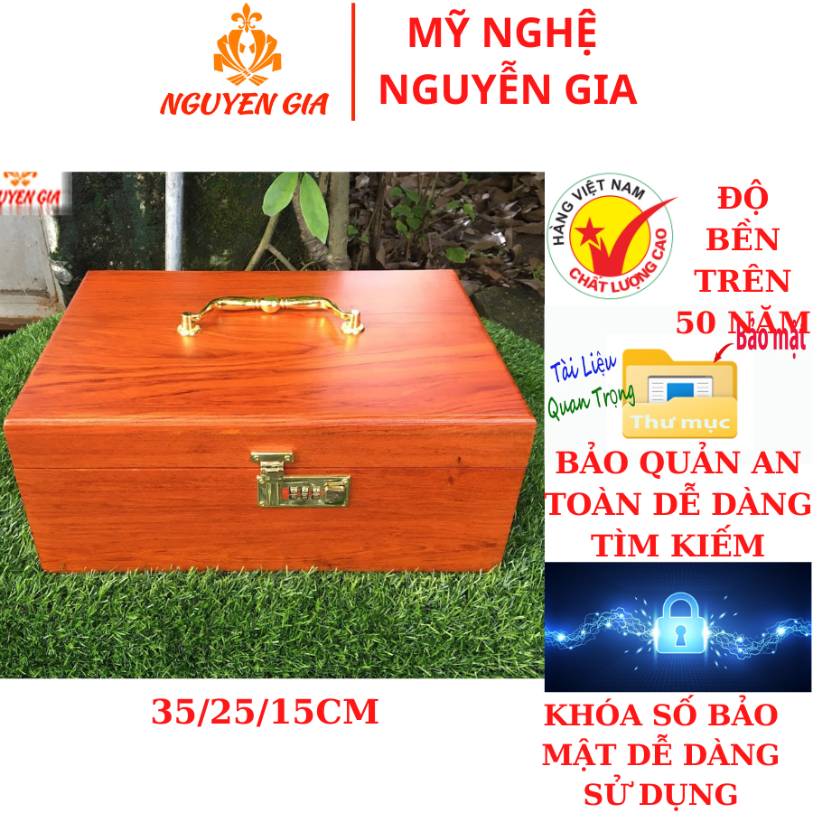 Hộp đựng tài liệu đồ dùng cá nhân Gia Phả sắc phong A4 có khóa số AN TOÀN