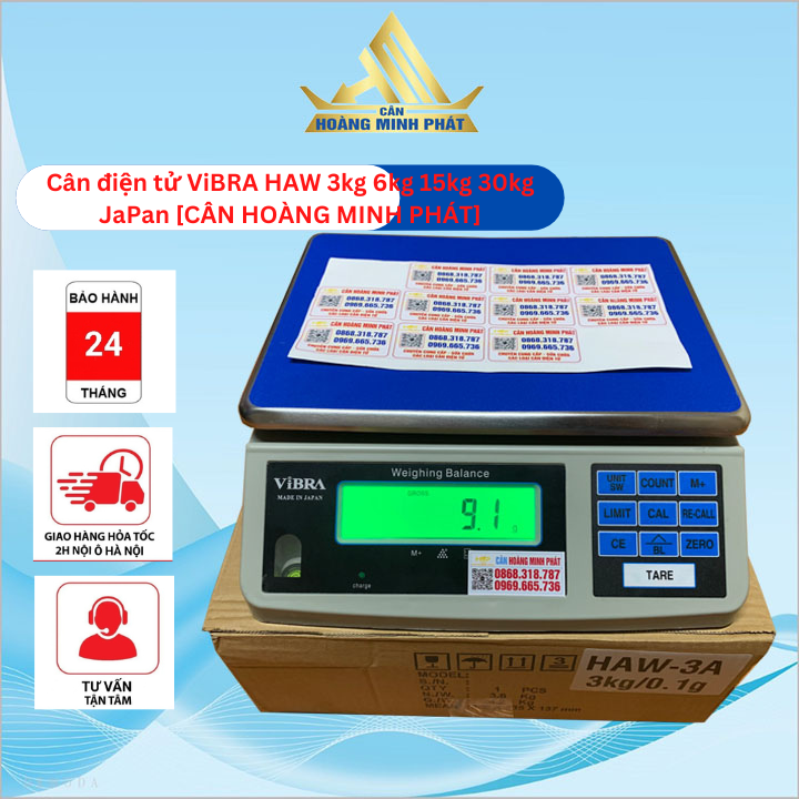 Cân điện tử cân hàng vibra japan haw 3kg 6kg 15kg 30kg, cân yến sào chính xác tuyệt đối, bảo hành 2 năm