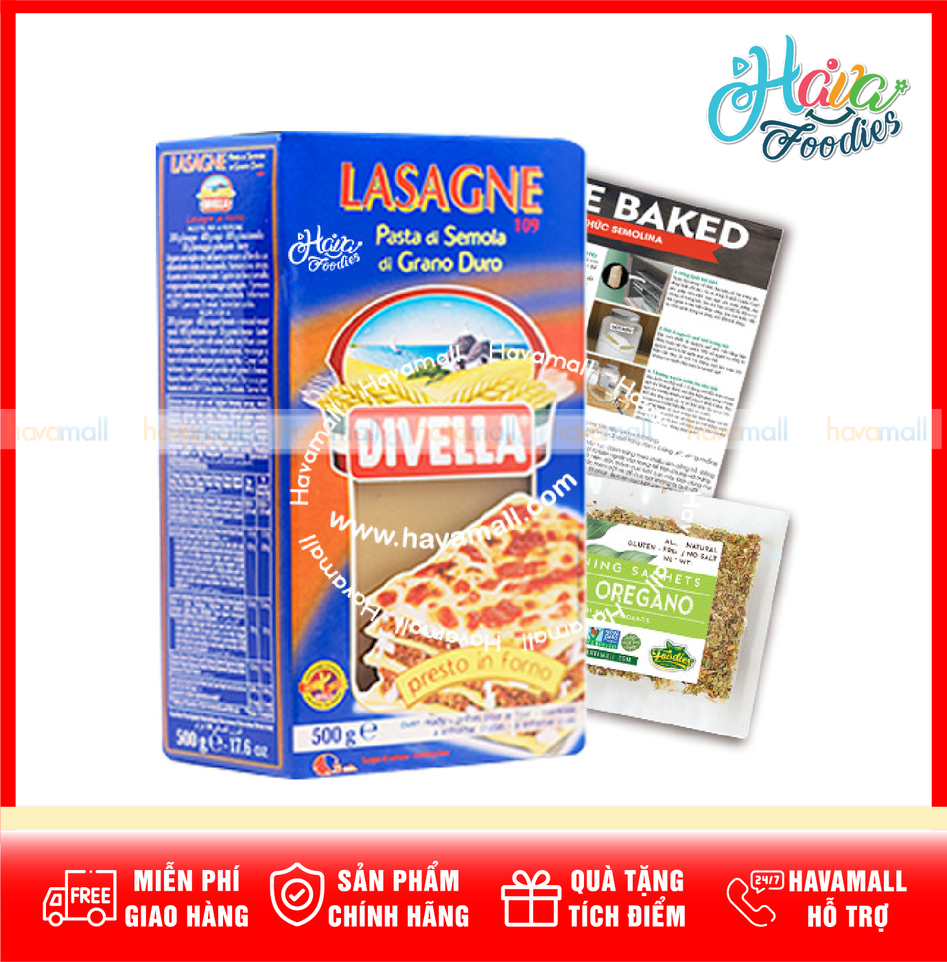 [TẶNG LÁ OREGANO + CÔNG THỨC] Mì lá Divella Lasagne số 109 – hộp xanh không trứng