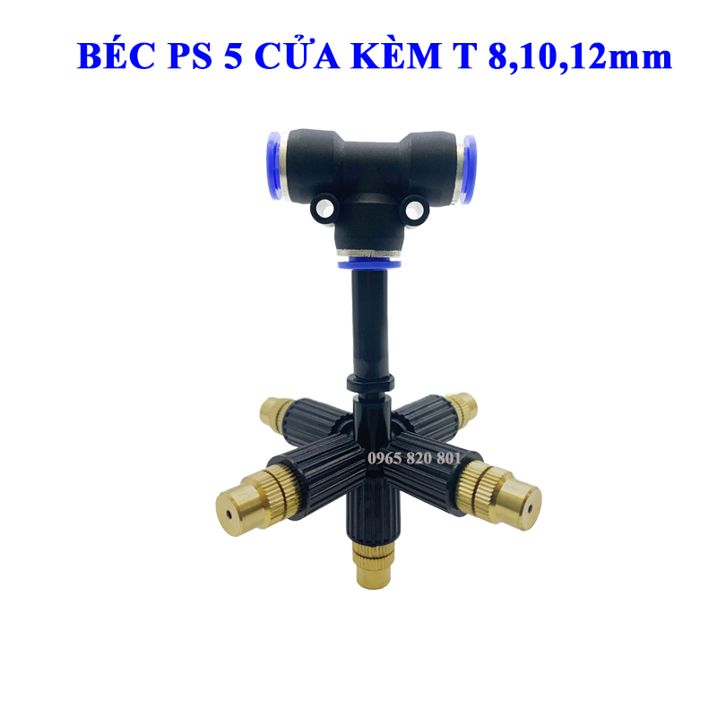 Béc phun sương 5 hướng đồng dùng ống 8,10,12mm