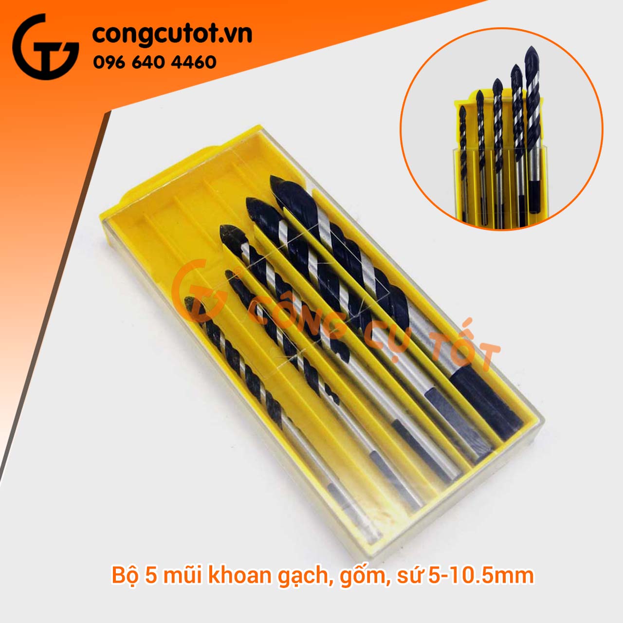 Bộ 5 mũi khoan đa năng mũi thép Tungsten 5-10.5mm