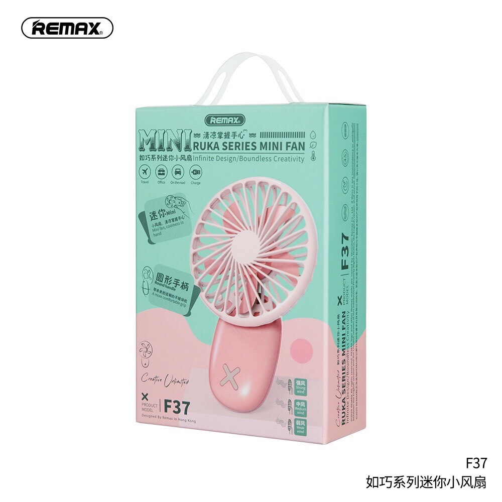 Quạt tích điện f37 với thiết kế nhỏ xinh, năng động chính hãng remax