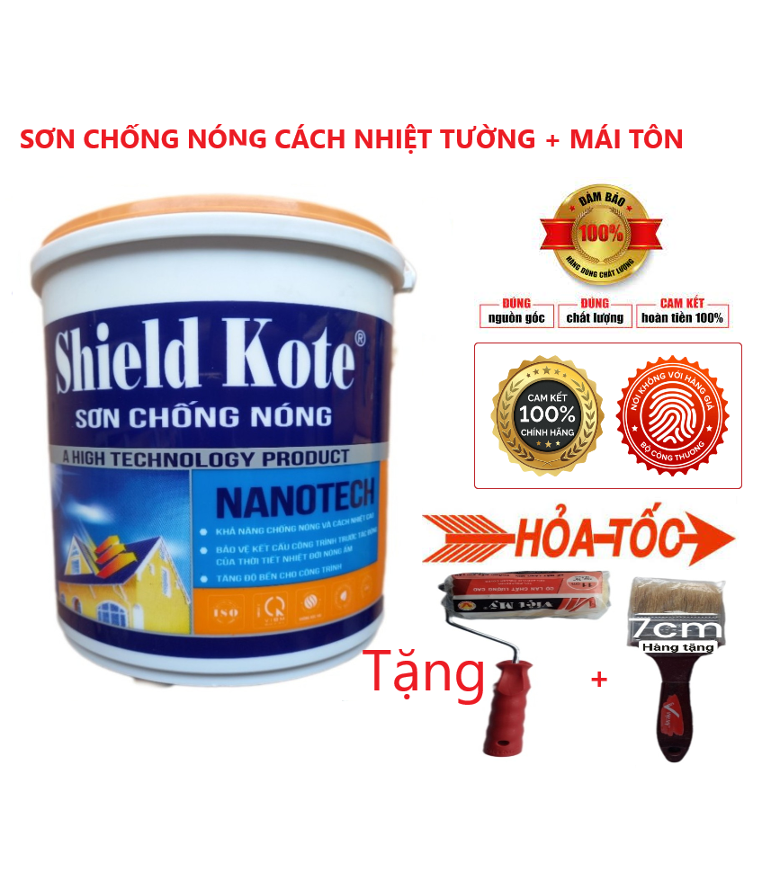 Sơn Chống Nóng Shield Kote 5kg, Công Nghệ ThaiLand, Giảm Nhiệt,  Chống Hấp Thụ Nhiệt, Bức Xạ Của Mặt Trời, Dùng Cho Mái Tôn, Sân Thượng, Tường Nhà, Nhà Xưởng, Cam Kết Giảm Nhiệt Hiệu Quả 10 -30%