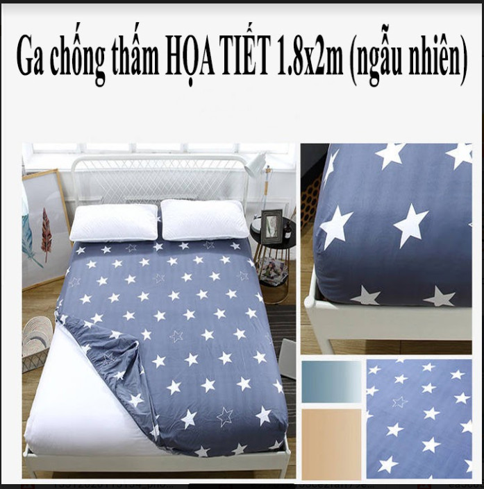 (Kích cỡ 180x200cm) Ga trải giường - Ga chống thấm - Ga trải giường chống thấm - kích cỡ 1m8x2m - Phù hợp với nhiều loại kích cỡ giường- Giao mẫu ngẫu nhiên