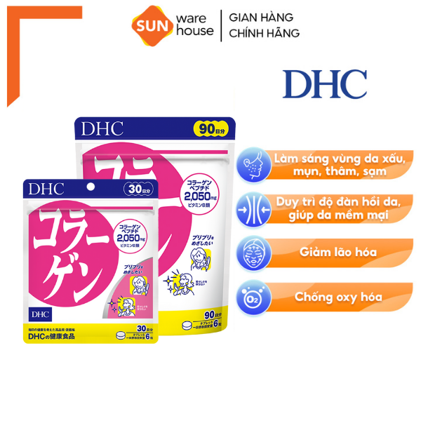 Viên Uống Đẹp Da collagen dhc Bổ Sung Collagen Giúp Da Mịn Màng, Tràn Sức Sống, viên uống dhc collagen thủy phân Nhật Bản