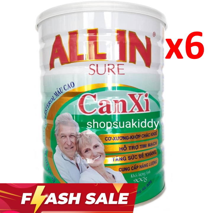 Combo 6 lon Sữa canxi All In Sure 900g ngừa loãng xương (kiddy1234)