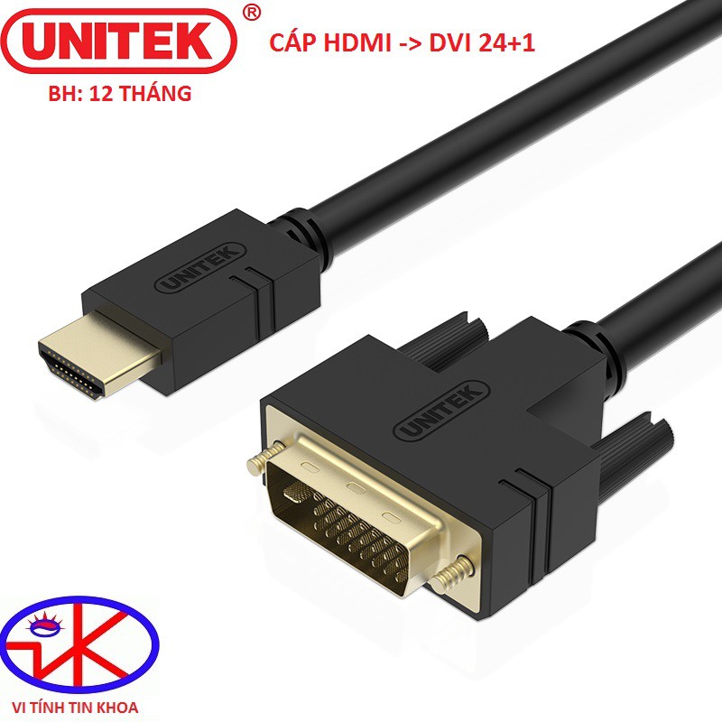 Cáp hdmi to dvi 24+1 unitek dài 5m yc220a