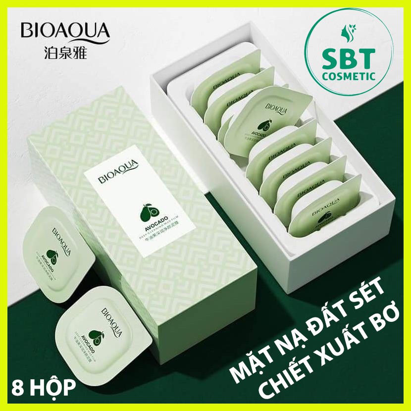Hộp Gồm 8 Hủ Mặt Nạ Bùn Chiết Xuất Quả Bơ BIOAQUA - Giúp Làm Sạch Da Mặt, Cân Bằng Dầu Nhờn, Se Khít Lỗ Chân Lông