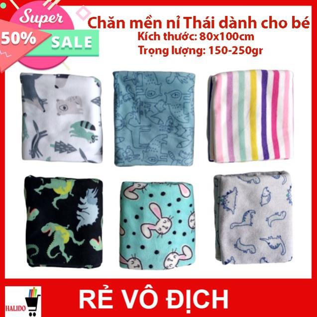 Chăn mền nỉ thái lan cao cấp dành cho các bé - nhiều màu sắc họa tiết dễ thương - kt: 0.8x1m - halido