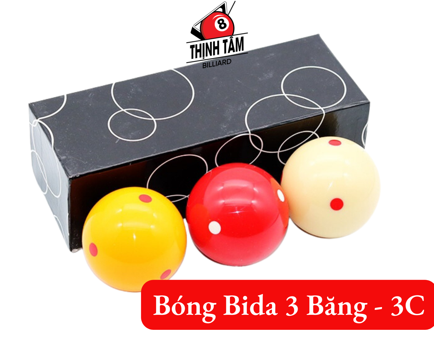 Bộ 3 bóng bida 3 băng, bóng bi-a 3c 6 chấm