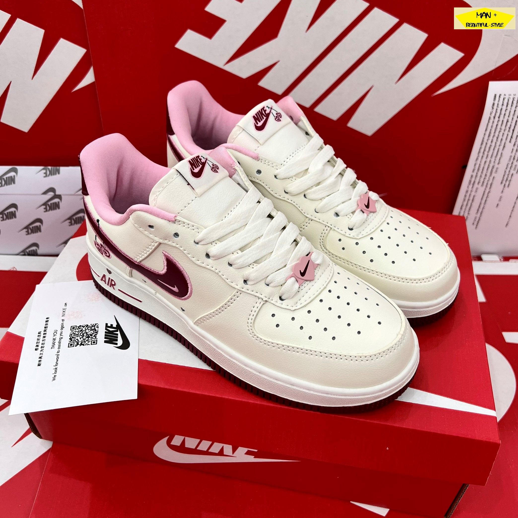 Giày sneaker air force 1 valentine's day 2023, AF1 low valentine siêu cấp, AF1 valentine cherry hot hit, thể thao nam nữ cute, cặp đôi