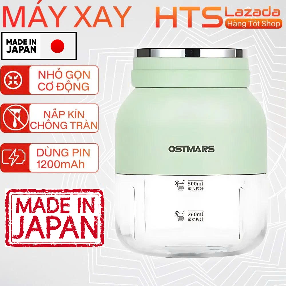 LazMall Hàng Nhật Chính Hãng Máy Xay Sinh Tố Cầm Tay Đa Năng OSTMARS Dung Tích 800ML Lưỡi Dao Sắc Bén, Máy Xay Sạc Pin Tích Điện 2IN1 Kiêm Bình Nước Tặng Kèm Dây Đeo Tiện Lợi