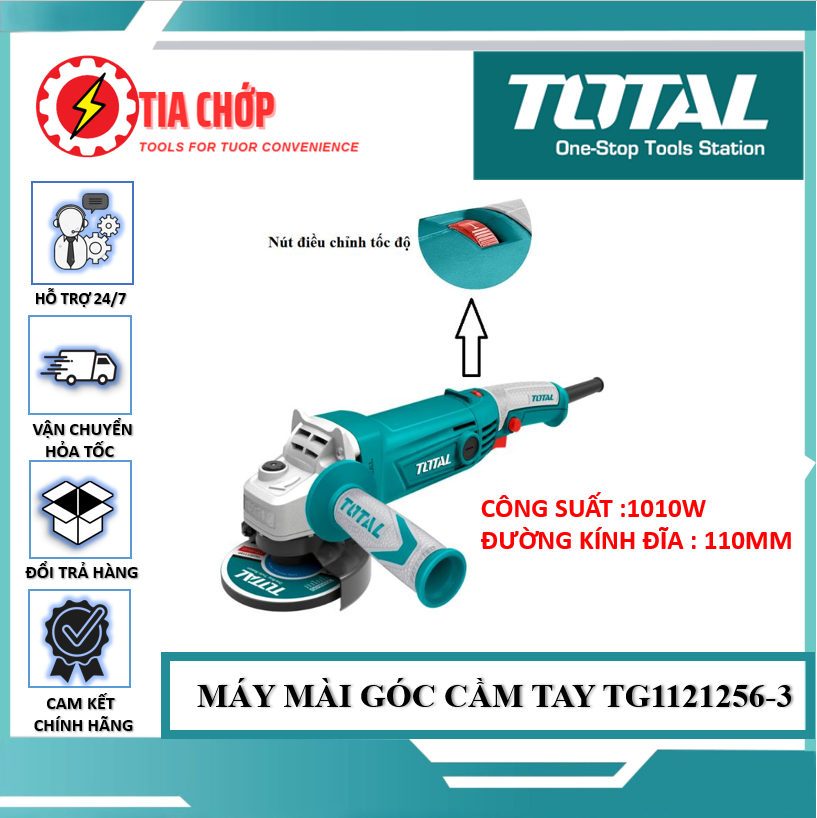 Máy mài góc cầm tay 1010W (125mm)TOTAL TG1121256-3 (CÓ ĐIỀU CHỈNH TỐC ĐỘ)
