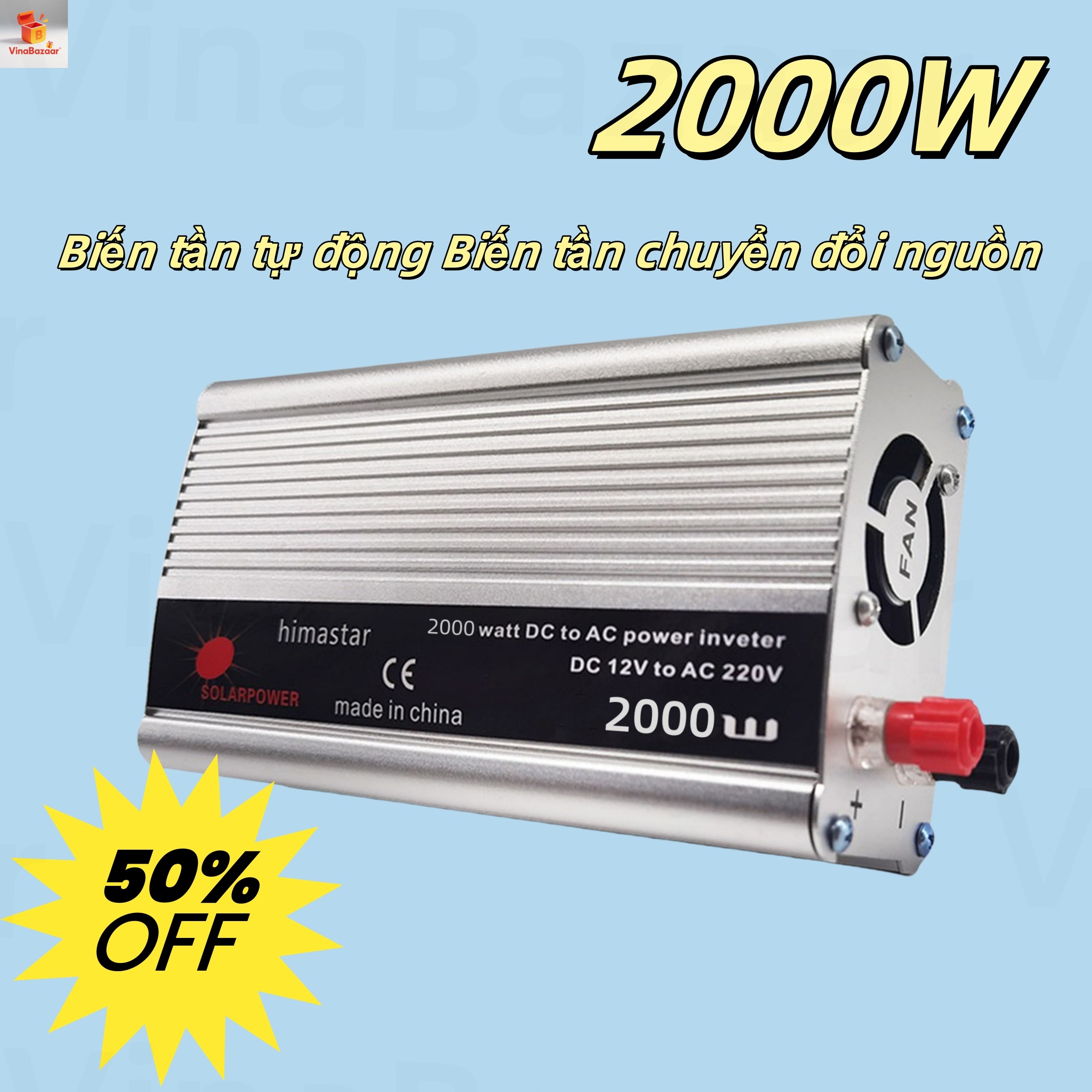  Biến tần tự động 12V 220V 2000W Biến tần chuyển đổi nguồn 12V đến 220V 
