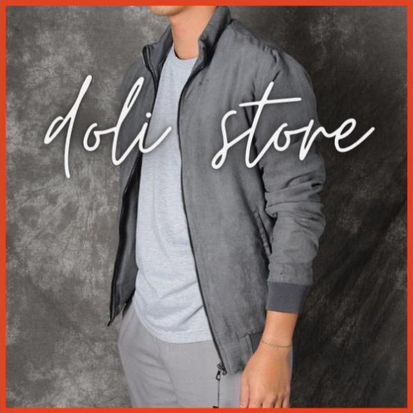 ▥ 12.12 Áo khoác nam da lộn lót lông áo bomber nam cổ cao đẹp thiết kế trẻ trung thời trang DOLI STORE - DL02