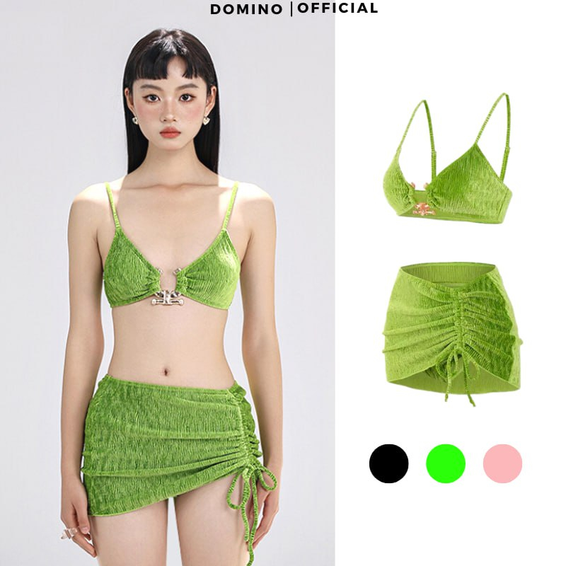 Bộ đồ bơi bikini ba mảnh domino rút eo nhiều màu sắc