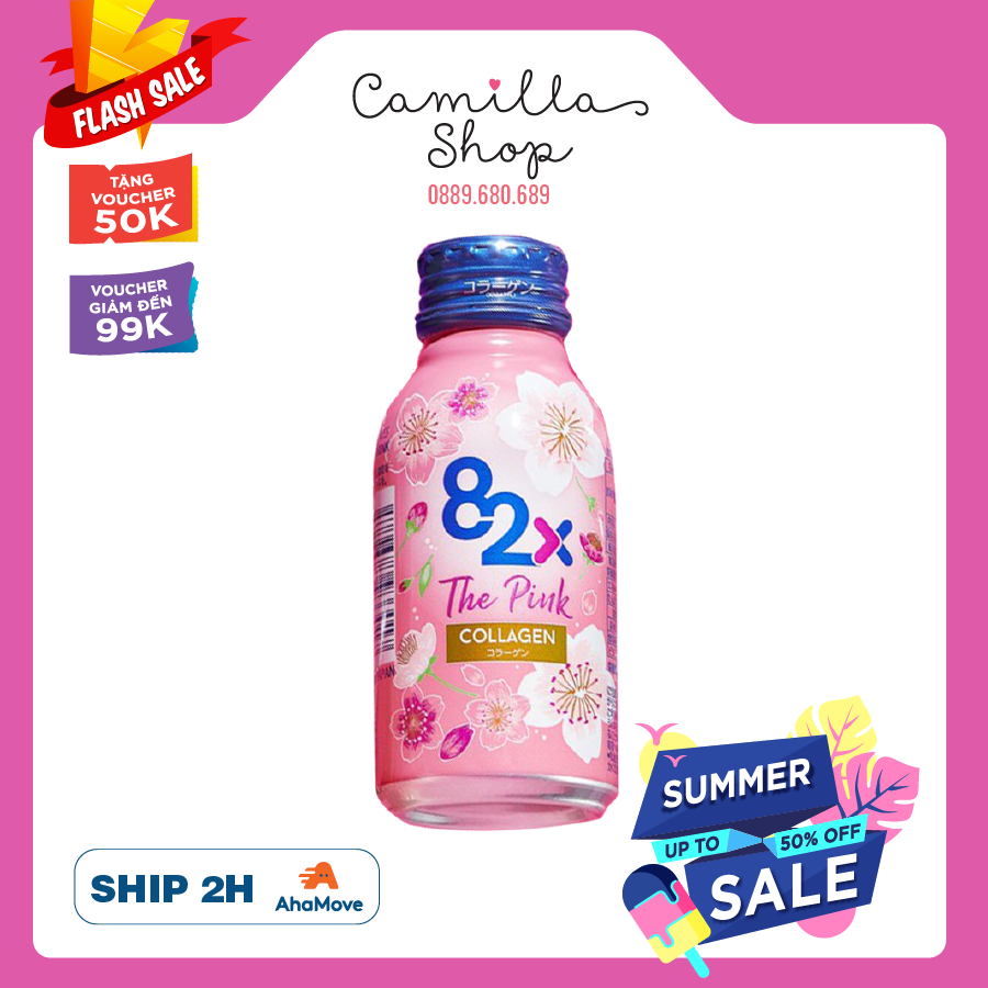 82X The Pink Collagen 100ml hàm lượng 1000mg Collagen nước uống đẹp da từ Nhật