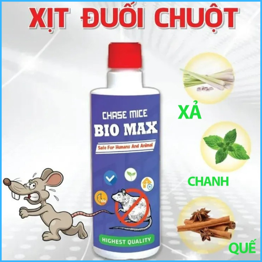 Chai Xịt Đuổi Chuột Bio Max 500ML Công Nghệ Đức - Xịt Đuổi Chuột, Côn Trùng, An Toàn & Hiệu Quả Cho Người Dùng