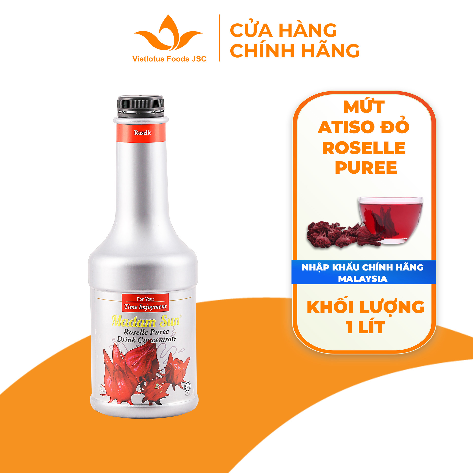 Mứt trái cây pha chế Madamsun vị Atiso đỏ chai 1L - Nhập khẩu chính hãng Malaysia
