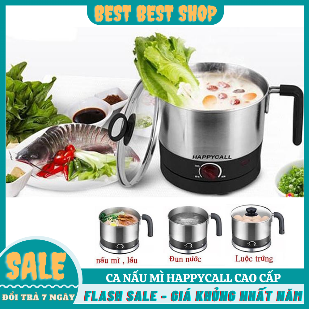 Ca Nấu Mì Mini Siêu Tốc Happy Call - Nồi Nấu Đa Năng Siêu Tốc Happy Call Chức Năng Nấu Mỳ Nấu Lẩu Luộc Trứng Đun Nước Lòng Nồi Inox Cao Cấp