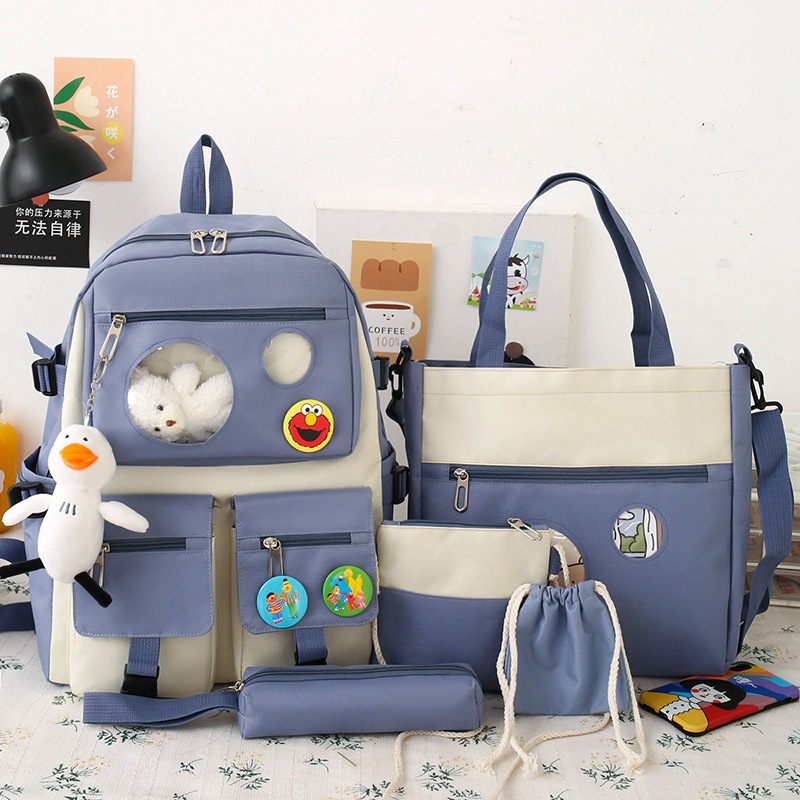 Combo Balo 4 Món, Set Balo 4 Món, Balo Đi Học, Balô Thời Trang - SET 4 MÓN BEAR 2 KHOÁ