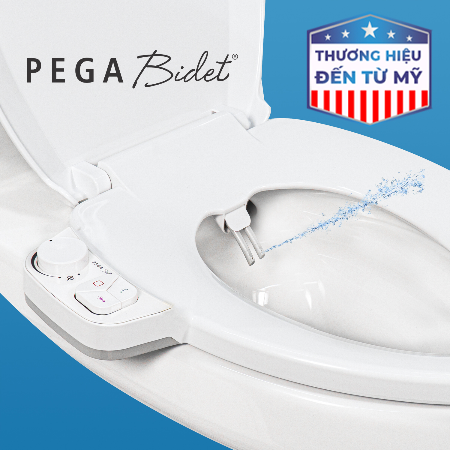 Nắp Bồn Cầu Thông Minh PEGA Bidet, 2 Vòi Phun, Có Vòi Vệ Sinh Dành Riêng Cho Phụ Nữ, Không Dùng Điện - Thương Hiệu Mỹ