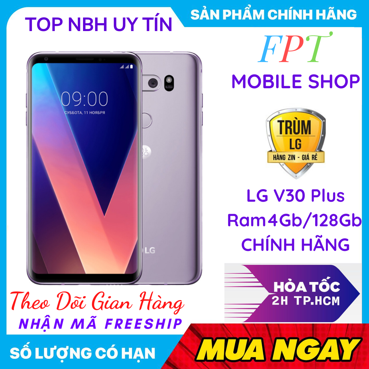 [HCM]Điện Thoại LG V30 Plus 128GB Ram 4Gb Siêu Phẩm 2 Màn Hình  P-OLED 6.0" NEW FULLBOX Màn hình  Bao Đổi 7 ngày miễn phí tận nhà