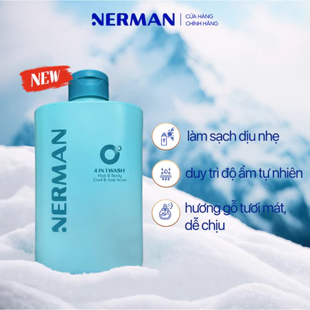 Sữa tắm gội hương nước hoa NERMAN 0 Độ 4in1 330ml Dưỡng Body Dưỡng thể - Ha Chi JSC