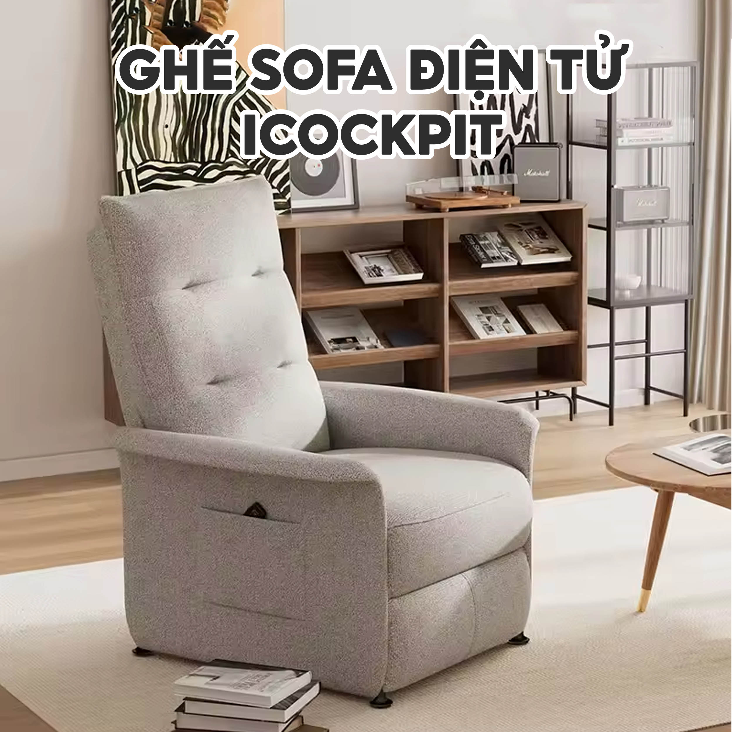 Ghế sofa đơn chỉnh điện iCockpit Zero Gravity, có thể ngả thành giường