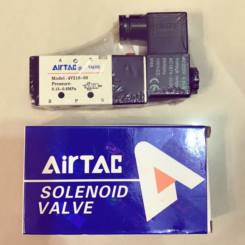Van khí nén, van chia khí ,van điện từ khí nén airtac , van điện từ aritac 4v210-08 ac220v,4v210-08 dc24v van khí nén 5/2, ren 13mm thiết kế chắc chắn