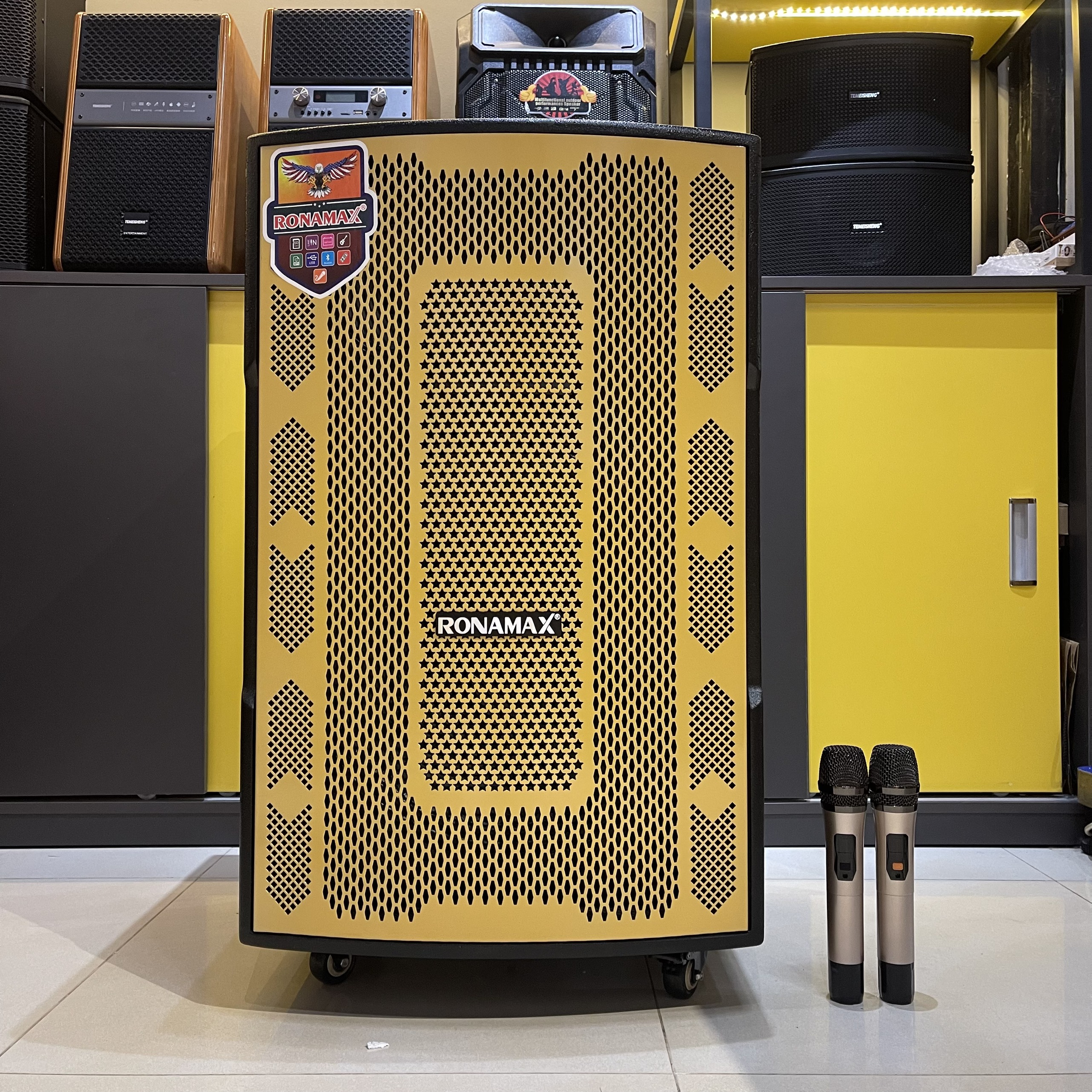 Loa kéo Ronamax MR-18 Loa karaoke bass 5 tấc công suất lớn + Tặng kèm 2 micro lọc âm giảm hú